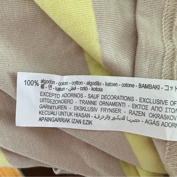 ZARA YELLOW AND BEIGE HORIZONTAL STRIPE OVERSIZED TSHIRT SIZE‎ LARGE - Picture 5 of 5